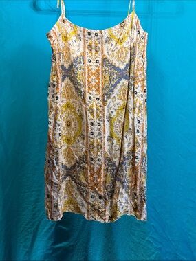 Lulu's Yellow & Cream Printed Spaghetti Strap Slip Dress